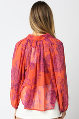 Antique White Sunset Bloom Floral Top Top