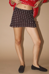 Rosy Brown Spotty Sheer Mini Skirt Mini Skirt