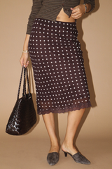 Dark Slate Gray Playful Dots Lace Midi Skirt Midi Skirt
