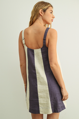 Antique White Block Party Linen Mini Dress Mini Dress