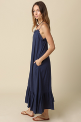 Tan Holly Ruffle Trim Sleeveless Maxi Dress Maxi Dress