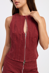 Lavender Zip Code Sleeveless Top Top