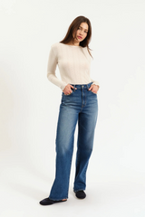 White Smoke City High Rise Straight Leg | Bright Blue Jeans
