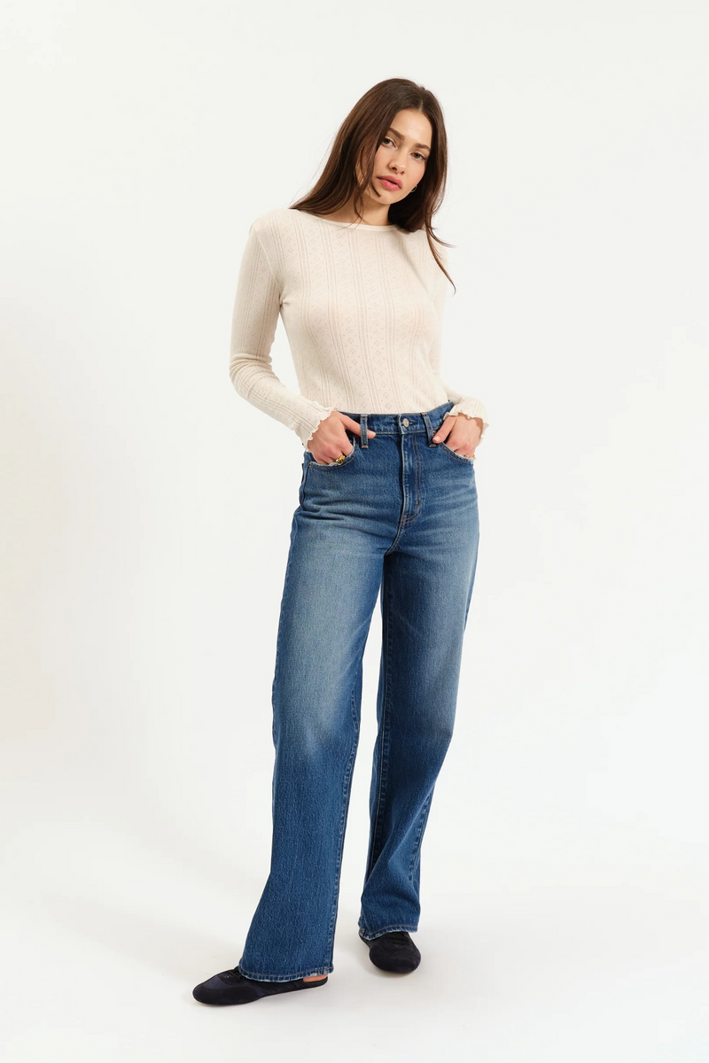 White Smoke City High Rise Straight Leg | Bright Blue Jeans