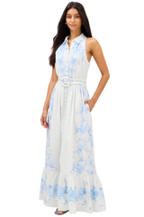 White Smoke Juniper Maxi Dress in Iris Watercolor Maxi Dress