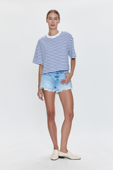 Lavender Gigi Low Rise Cutout Short | Leisure Distressed Denim Shorts