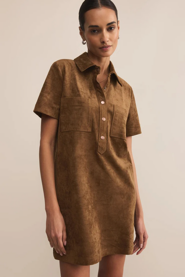 Dark Olive Green Kellie Faux Suede Mini Dress Mini Dress