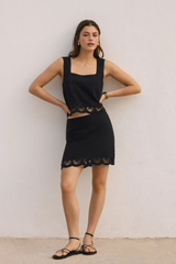 Light Gray Charlene Embroidery Linen Mini Skirt Mini Skirt