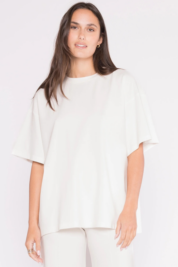 White Smoke Ponte Knit Big Shirt Shirt