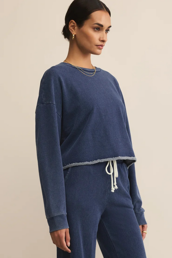 Dark Slate Gray Circuit Knit Denim Sweatshirt Sweatshirt