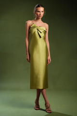 Dark Olive Green Aliana | Strapless Mikado Dress Formal Gown