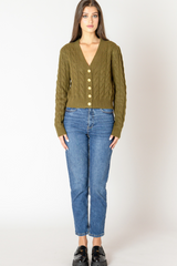 Beige Heartland Cable Knit Cardigan Cardigan