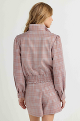 Rosy Brown Ever Jacket in Foxglove Check Jacket