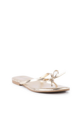 White Smoke Wishlist Patent Bow Sandal | Metallic Gold Sandal