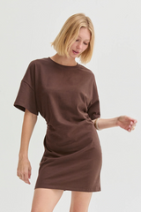 Lavender Erin Elbow Sleeve Ruched T-Shirt Mini Dress Mini Dress