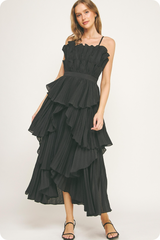 Misty Rose Layered Love Pleated Maxi Dress Maxi Dress