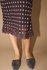 Dim Gray Playful Dots Lace Midi Skirt Midi Skirt
