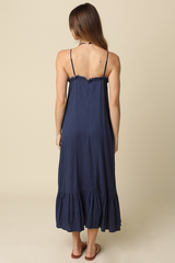 Gray Holly Ruffle Trim Sleeveless Maxi Dress Maxi Dress