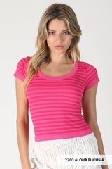 Lavender Tamra Striped Scoop Neck Top Top