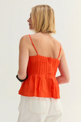 Lavender Claudia Pleated Sleeveless Linen Blend Top Top