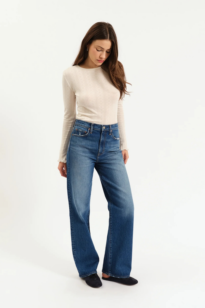 White Smoke City High Rise Straight Leg | Bright Blue Jeans