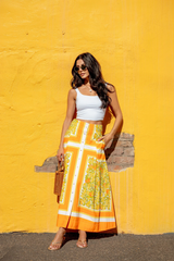 Goldenrod Berri Midi Skirt in Orange Blossom Print Midi Skirt