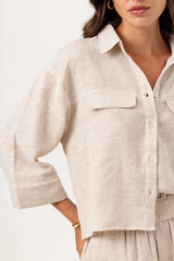 Misty Rose Weave Simona Shirt Top