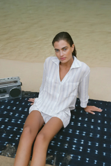 Dark Slate Gray Helena Striped Airy Gauze Shirt Shirt