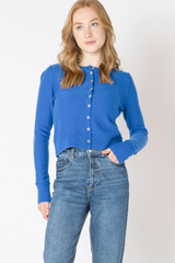 Steel Blue Easy Crewneck Cardigan Cardigan