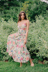 Dark Olive Green Fiorella Maxi Dress in Milla Floral Print Maxi Dress