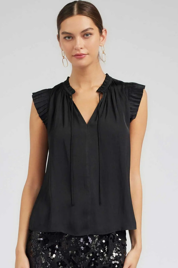 Light Gray Margot Pleated Sleeve Blouse Top