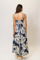 Light Gray Shivon Dress in Navy/Ivory Paradise Foliage Maxi Dress