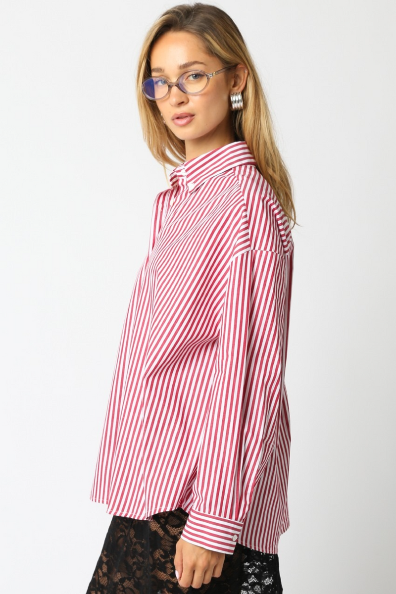 Lavender Cherry Striped Shirt Shirt