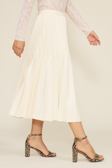 Antique White Billie Pleated Skirt Midi Skirt