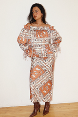 Antique White Wild West Whirl Maxi Skirt Maxi Skirt