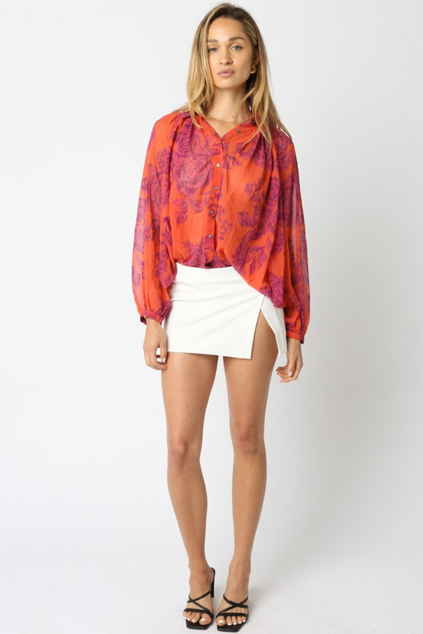 Lavender Sunset Bloom Floral Top Top