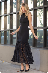 Dim Gray Lovell Lace Contrast Midi Dress Midi Dress