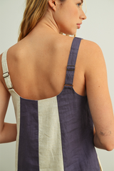 Light Gray Block Party Linen Mini Dress Mini Dress
