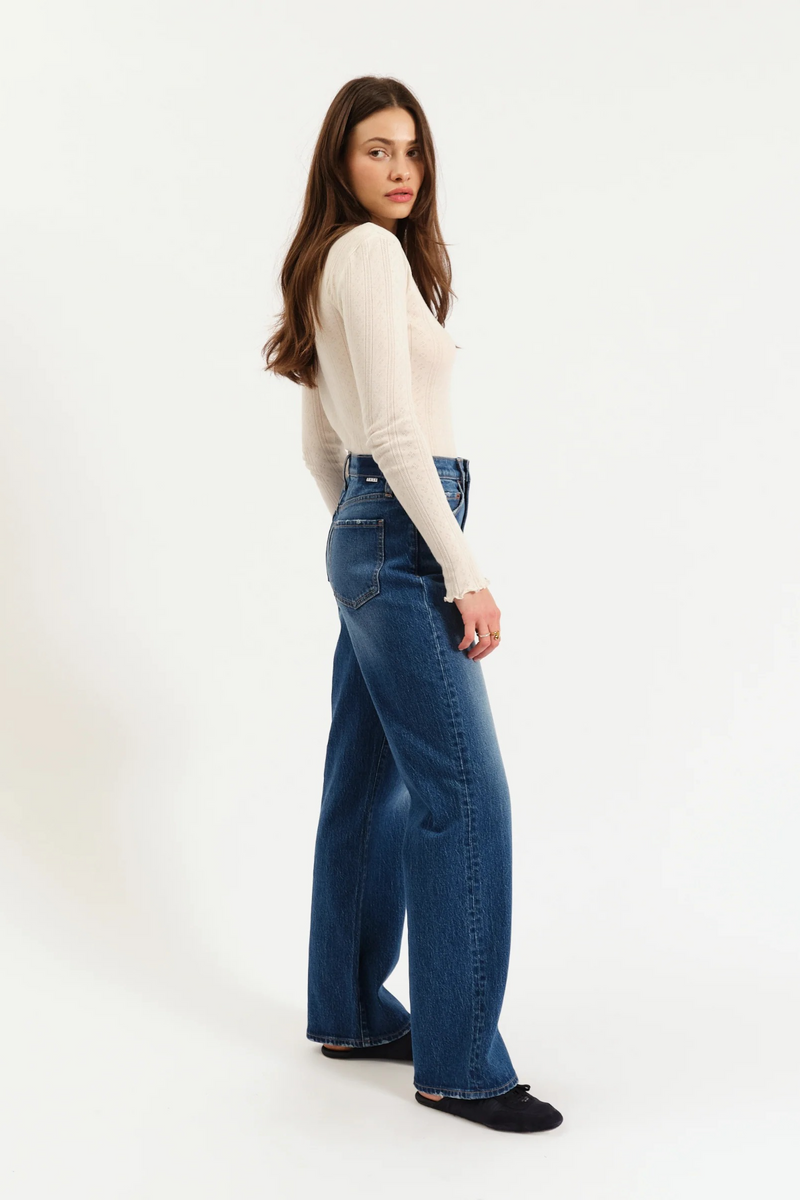 White Smoke City High Rise Straight Leg | Bright Blue Jeans