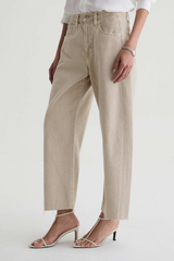 Light Gray Hattie Crop High Rise Barrel | Sulfur Light Taupe Jeans