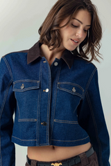 Gray Klea Jacket in Denim/Chocolate Jacket