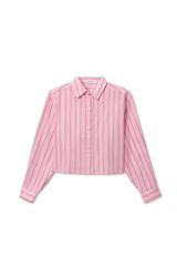 White Smoke Naomi Cropped Poplin Button Up Shirt