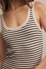 Rosy Brown Luxe Striped Tank Tank Top
