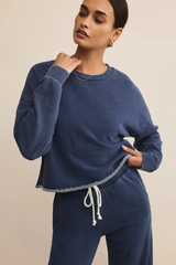Gray Circuit Knit Denim Sweatshirt Sweatshirt