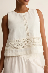 Antique White The Sloane Embroidered Top Top