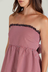 Light Gray Logen Dress in Summerhouse Plaid Midi Dress