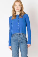 Steel Blue Easy Crewneck Cardigan Cardigan