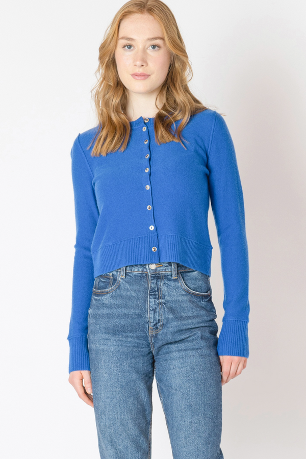 Steel Blue Easy Crewneck Cardigan Cardigan