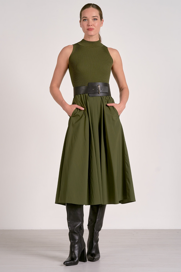 Light Gray Nova Mock Neck Midi Dress Midi Dress