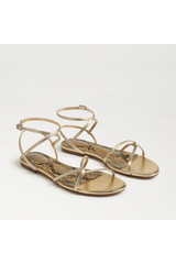 Lavender Ellina Strappy Sandal | Amber Gold Leather Sandal